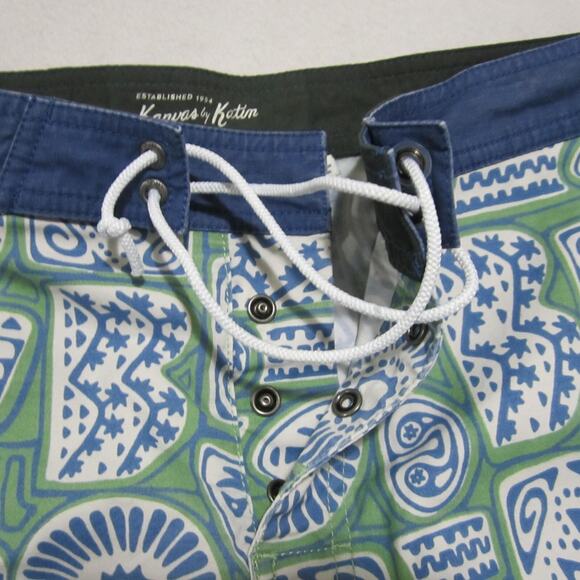 Kanvas By Katin Castaway 17” Hybrid Trunks Jade Shorts Men's Sz 34 Blue & Green - Picture 4 of 14